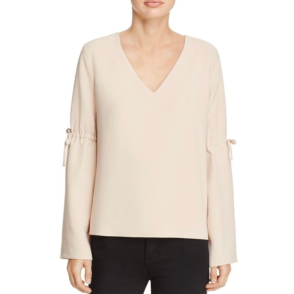 Cooper & Ella Ingrid Tie Sleeve Blouse Sand M NWT